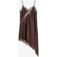 Zara - Asymmetric Lace Dress Zw Collection In Brown - M - Woman | Zara UK