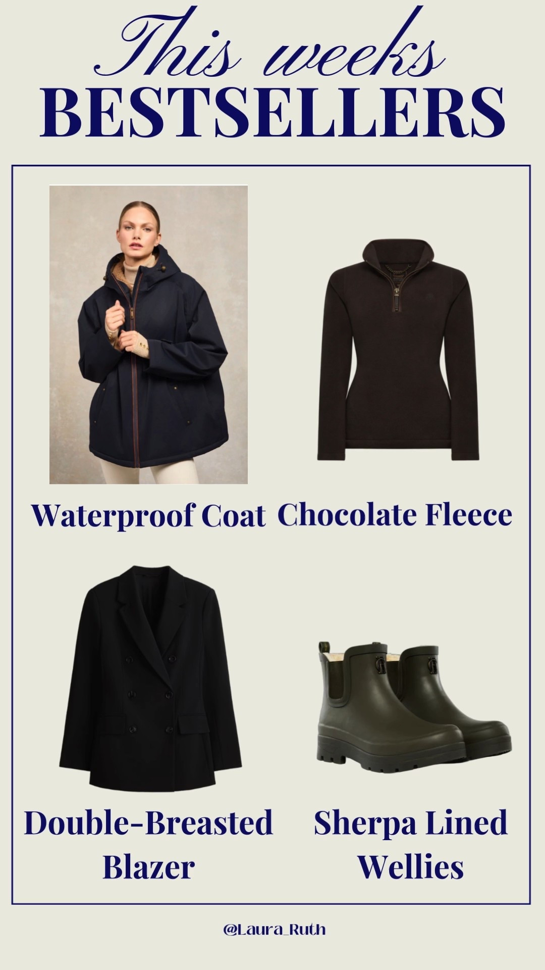 Your weekly favourites and bestsellers ♥️ Holland cooper waterproof coat, chocolate fleece, Sherpa wellies, black blazer

#LTKwinter #LTKworkwear #LTKuk