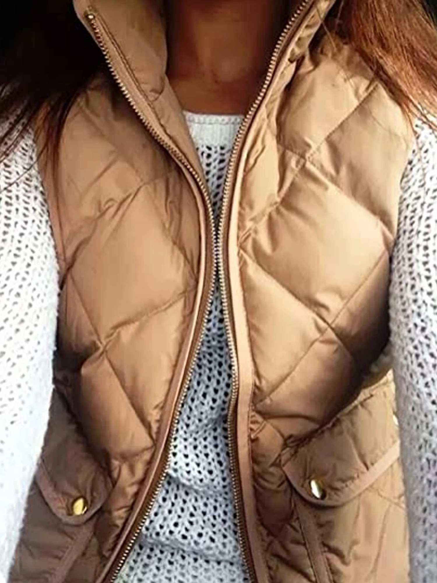 GuliriFei Women's Stand Collar Warm Padded Zip Closure Side Pockets Gilet Quilted Puffer Vest - W... | Walmart (US)