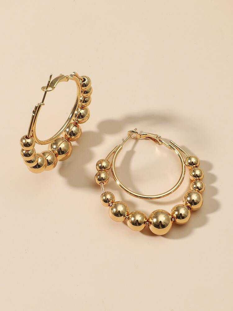 Round Ball Decor Hoop Earrings | SHEIN