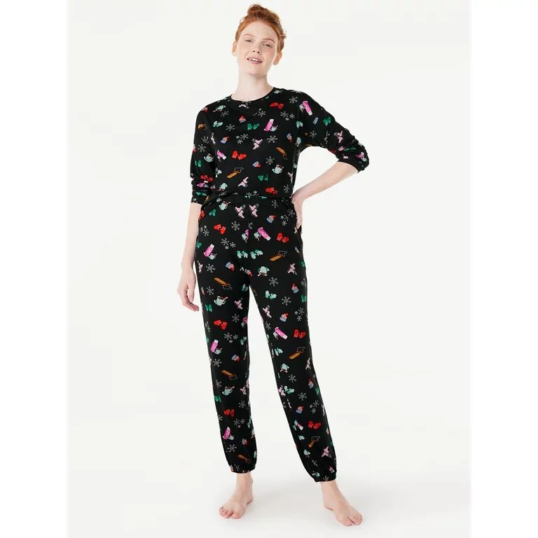 Joyspun Women’s Long Sleeve Tee and Joggers, 2-Piece Pajama Set, Sizes S-3X - Walmart.com | Walmart (US)