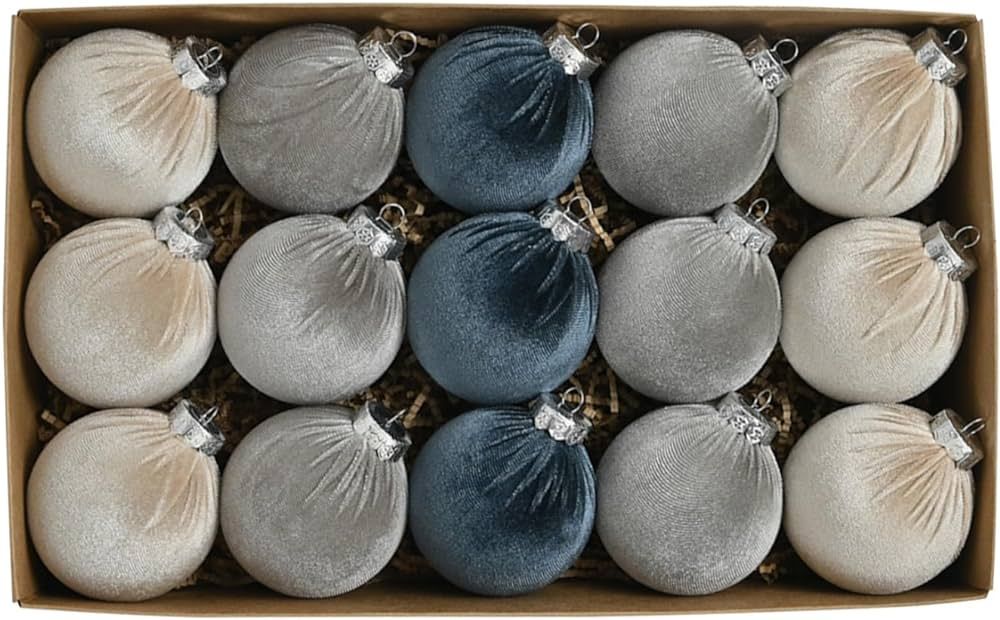15 Pcs Velvet Christmas Balls Bulk Flocked Christmas Tree Ball Ornaments Plastic Balls Xmas Decor... | Amazon (US)