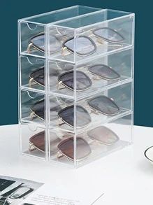 1pc Clear Glasses Storage Box, Simple Clear Plastic Sunglasses Storage Box For Household | SHEIN