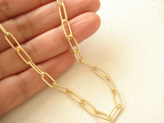 Gold Link Chain Necklace...Custom Length Thick Chunky Chain, Long Rectangle Link Chain, Layering,... | Etsy (US)