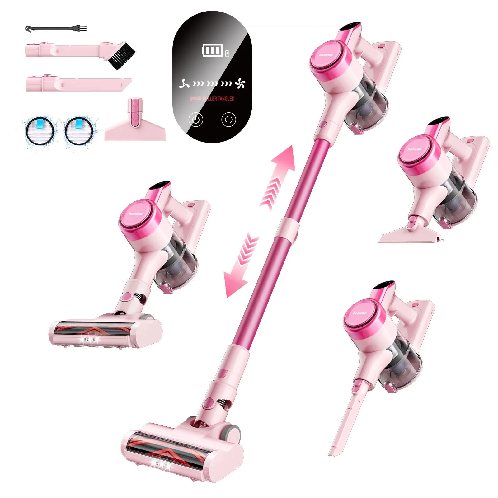 Homeika Cordless Vacuum Cleaner, 300W 23KPa Powerful Suction Vacuum with LED Display, 3 Suction, ... | Walmart (US)