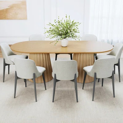 Godinez 8 - Person Double Pedestal Solid Wood Dining Set | Wayfair North America