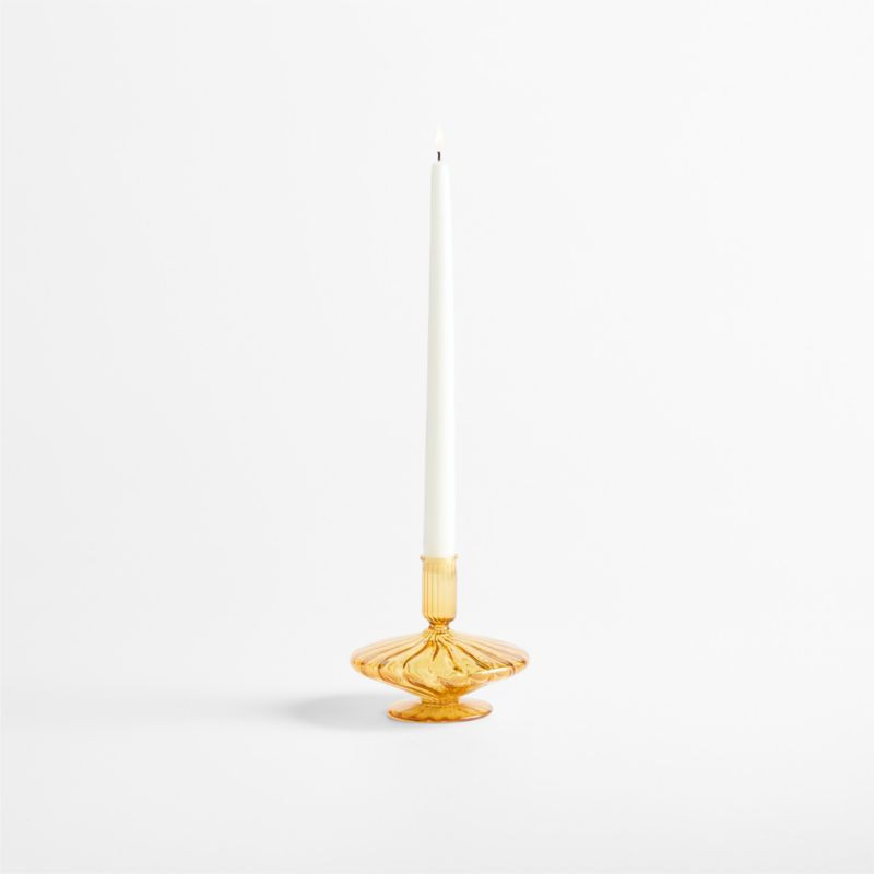 Lisbon Amber Small Taper Holder 4.75 | Crate & Barrel