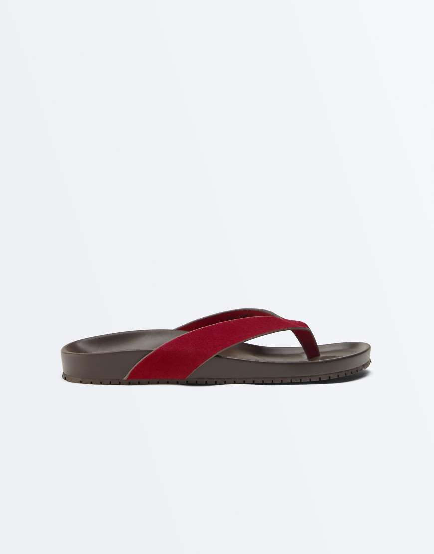OYSHO Leather sandal in red | ASOS (Global)