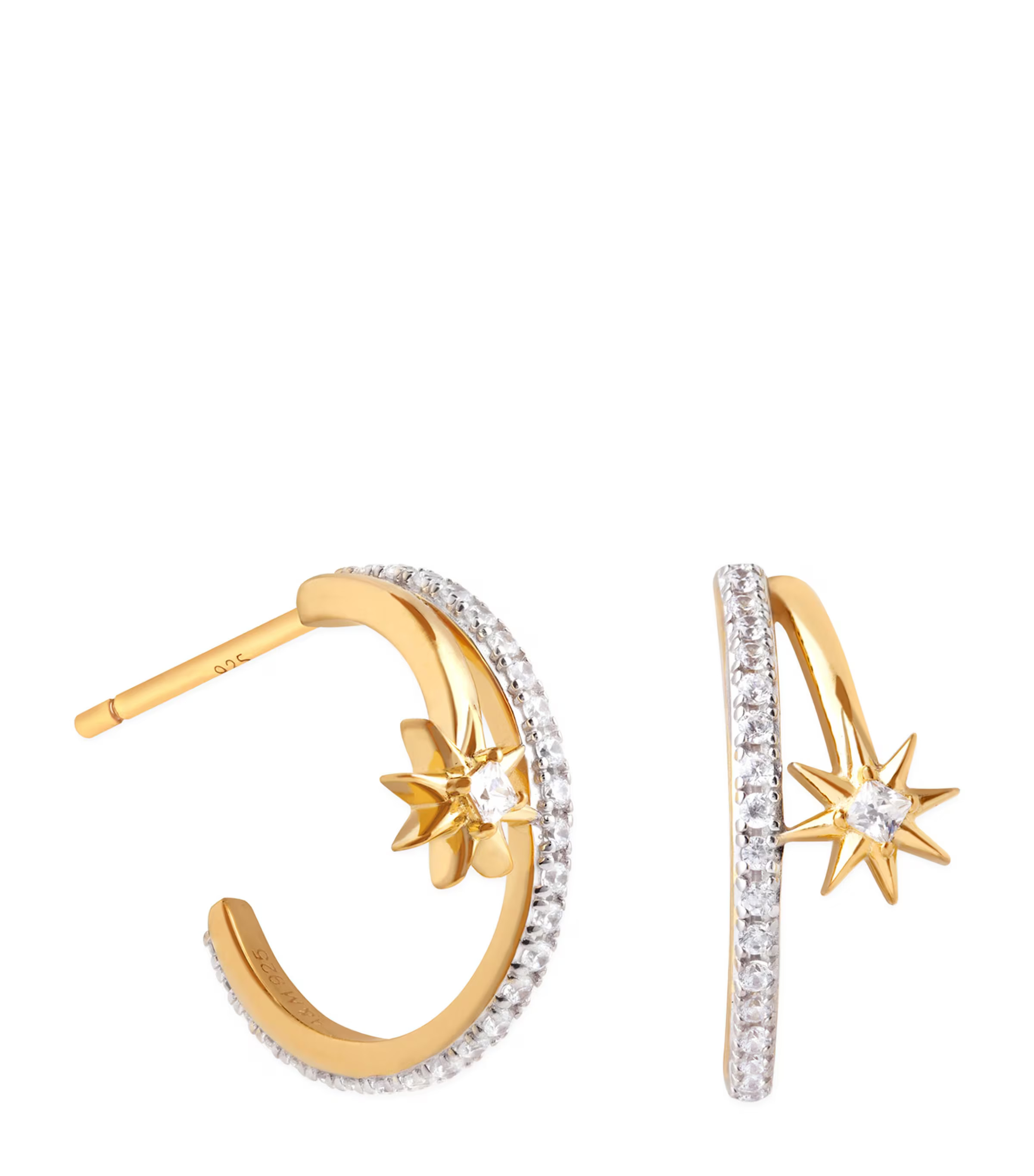 Astrid & Miyu Gold-Plated Sterling Silver and Cubic Zirconia Cosmic Illusion Hoop Earrings | Harrods