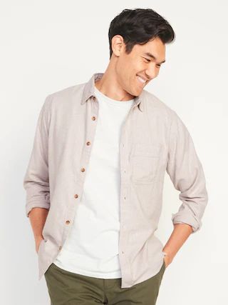 Regular-Fit Double-Brushed Flannel Non-Stretch Shirt for Men | Old Navy (US)