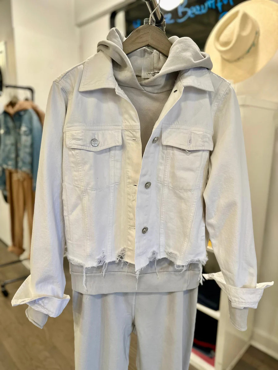 Vintage Distressed Jacket White | WEST2WESTPORT