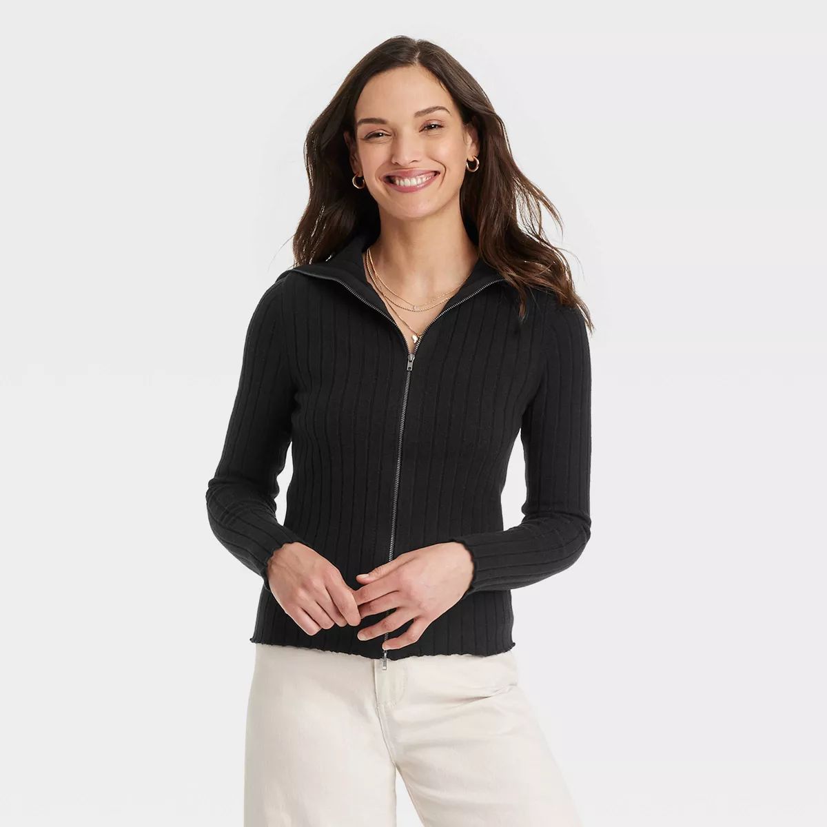 Women's Fine Gauge Double Zip Sweater - Universal Thread™ | Target