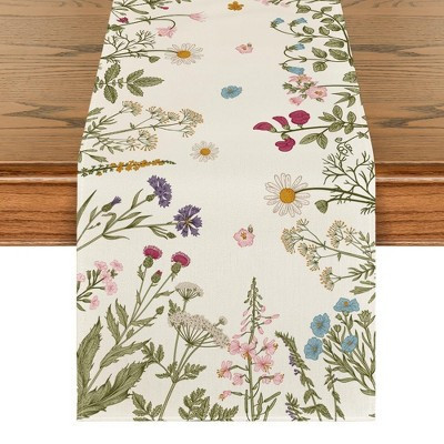 Flowers Spring Table Runner, Seasonal Kitchen Dining Table Decoration for Home Party Decor 13x72 Inch | Target