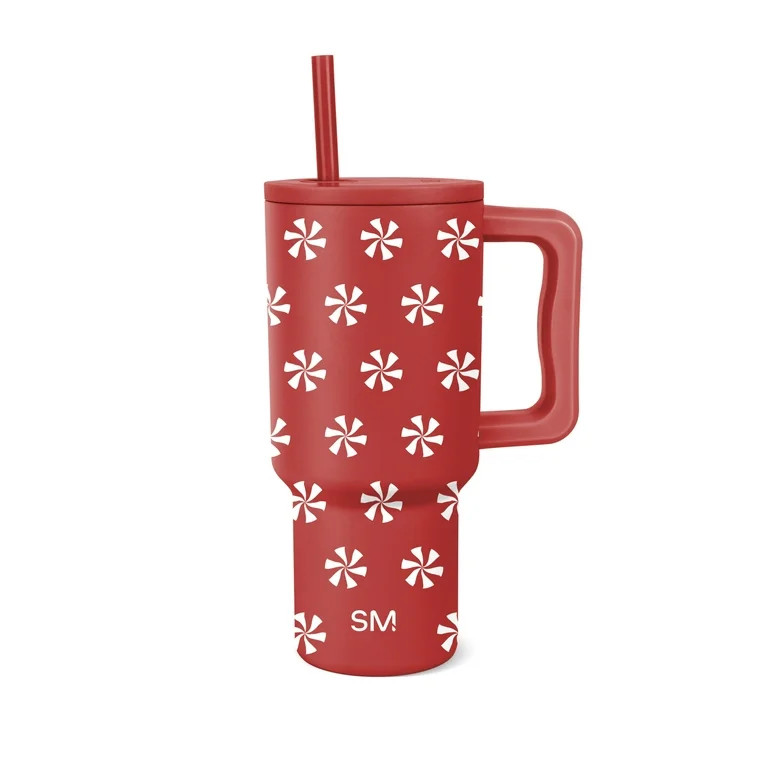 Simple Modern 30 fl oz Insulated Stainless Steel Trek Tumbler with Straw Lid | Peppermint Swirls | Walmart (US)