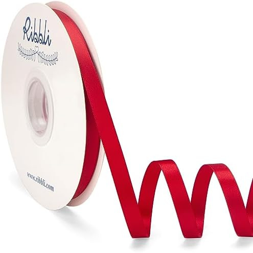Ribbli Red Satin Ribbon Double Faced Satin 3/8 Inch x Continuous 50 Yards-Red Ribbon for Gift Wra... | Amazon (US)