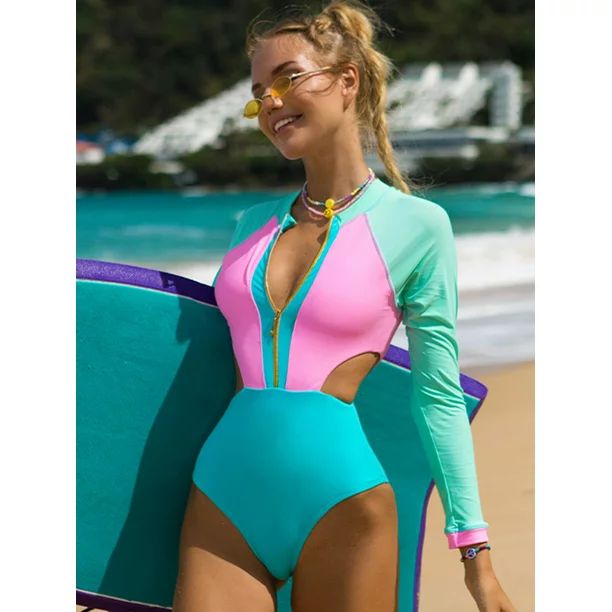 BIKINX Women's One Piece Bathing Suit Swimsuit for Women Long Sleeve Surfing Suits - Walmart.com | Walmart (US)