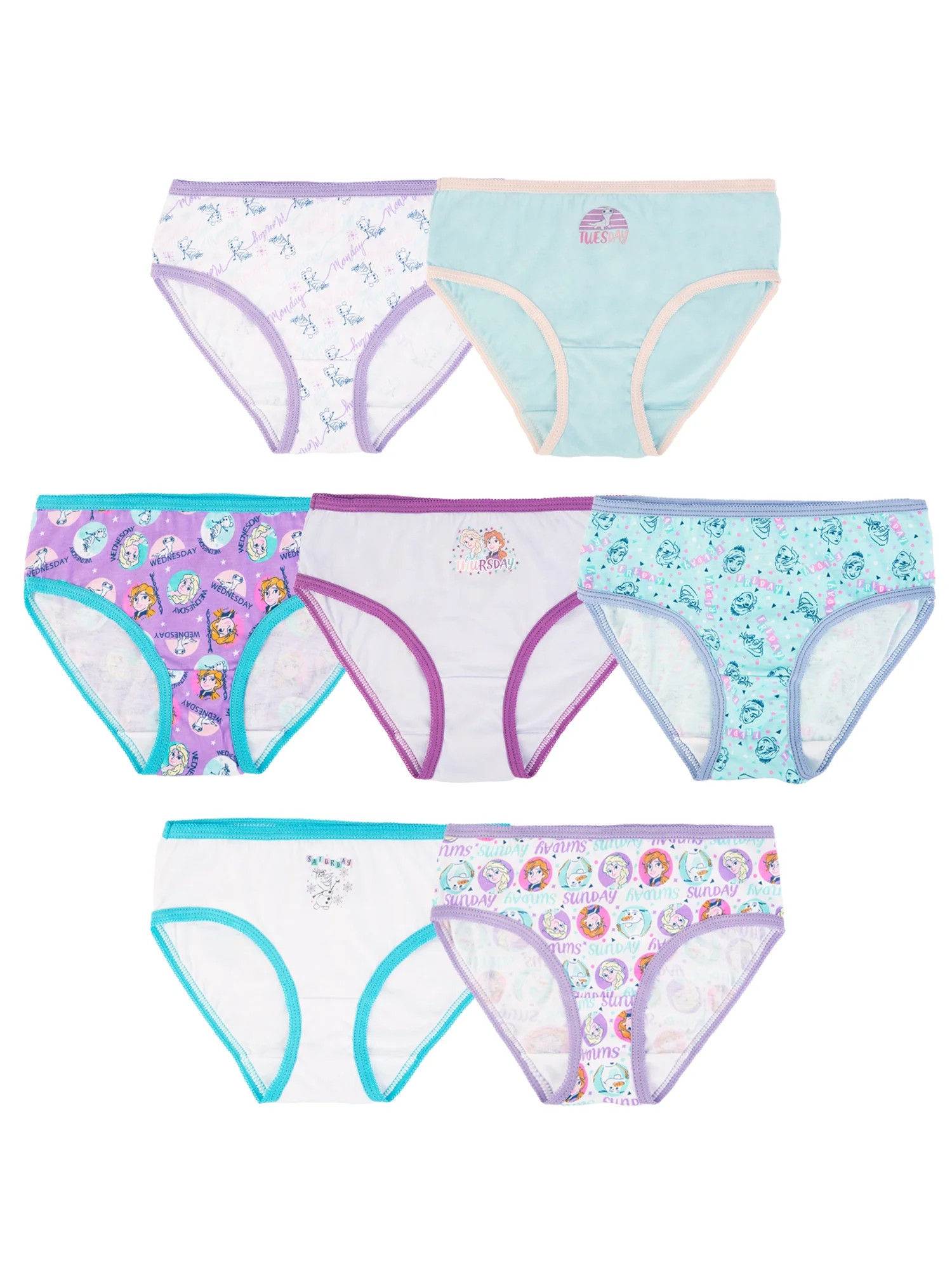 Frozen (Days of the Week) Girls Cotton Brief Character Underwear, 7-Pack, Size 4-8 - Walmart.com | Walmart (US)