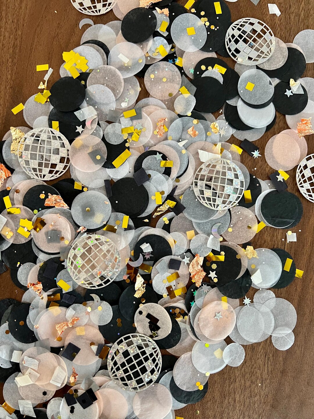 New Years Eve Confetti, NYE Table Confetti, Gold Copper Silver Stars and Glitter Circle Confetti,... | Etsy (US)