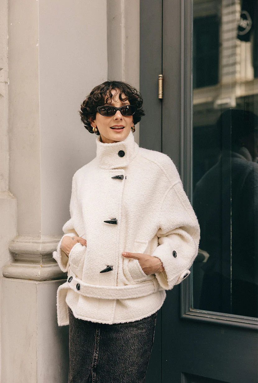 Cole Oversized Wool Short Coat - Ivory | Petite Studio NYC
