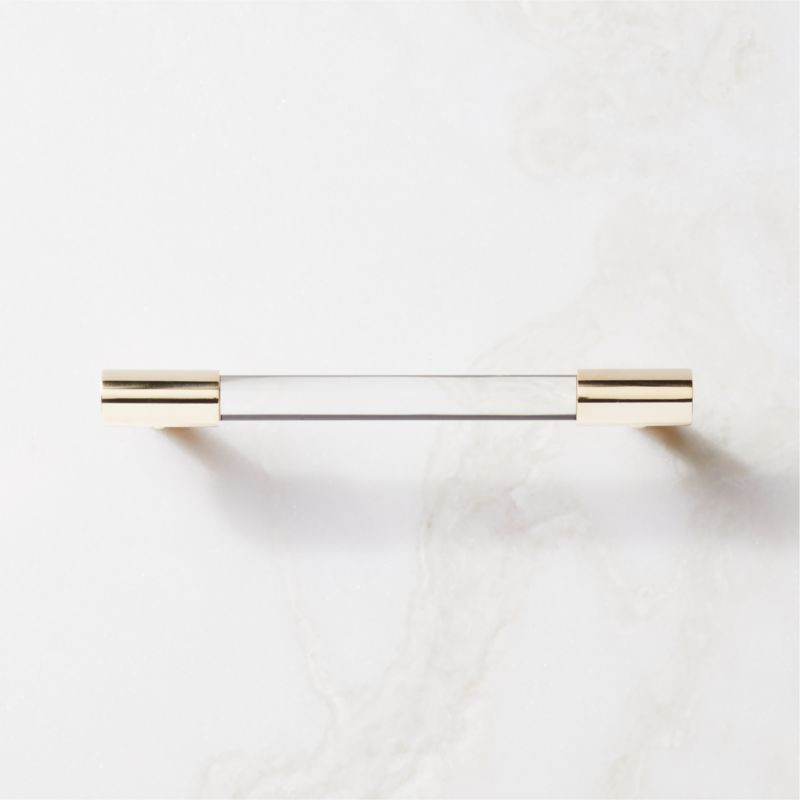 Flynn Polished Unlacquered Brass and Crystal Handle 5" + Reviews | CB2 | CB2