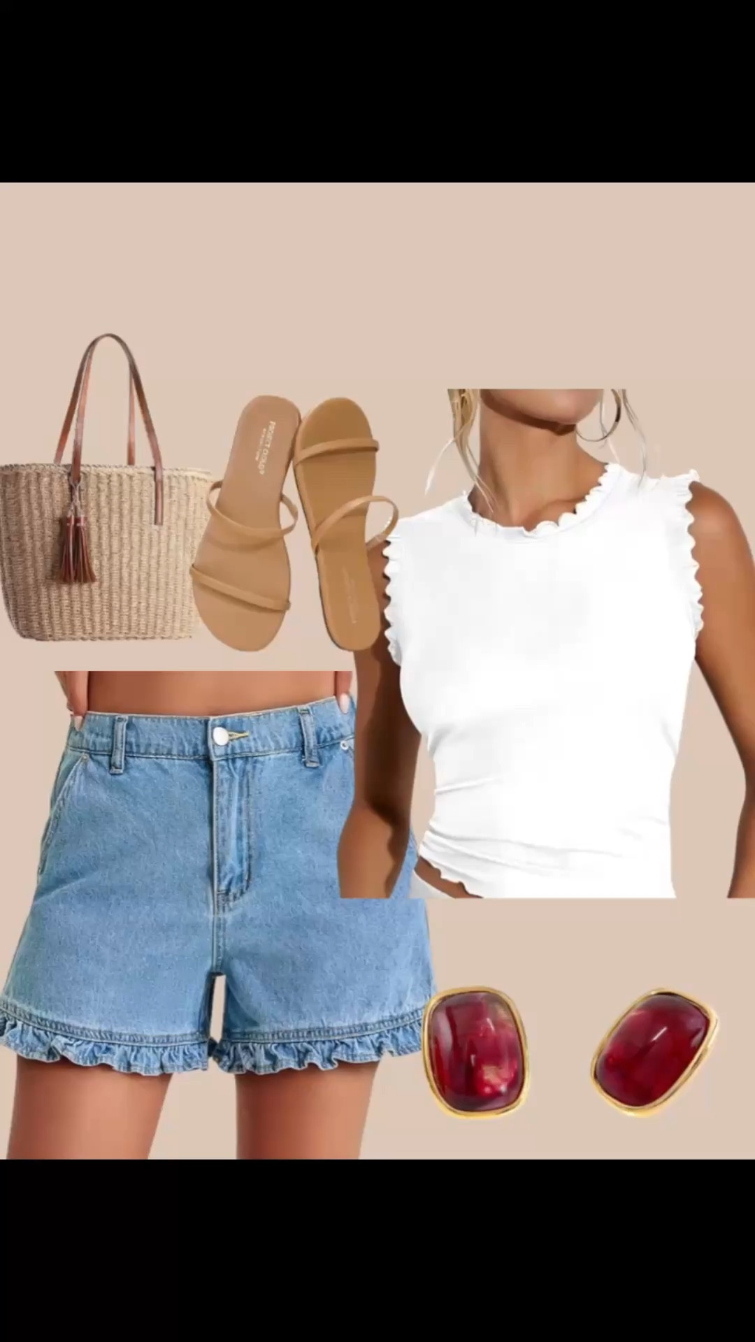Summer outfit idea from Amazon 
Casual summer outfit 
Amazon ootd 
Spring outfit ideas for 2026
Resort wear 
Denim shorts 
White tank top 
Brown sandals
Amazon fashion 
Outfits for moms 

#LTKmomlife #LTKSeasonal #LTKootd