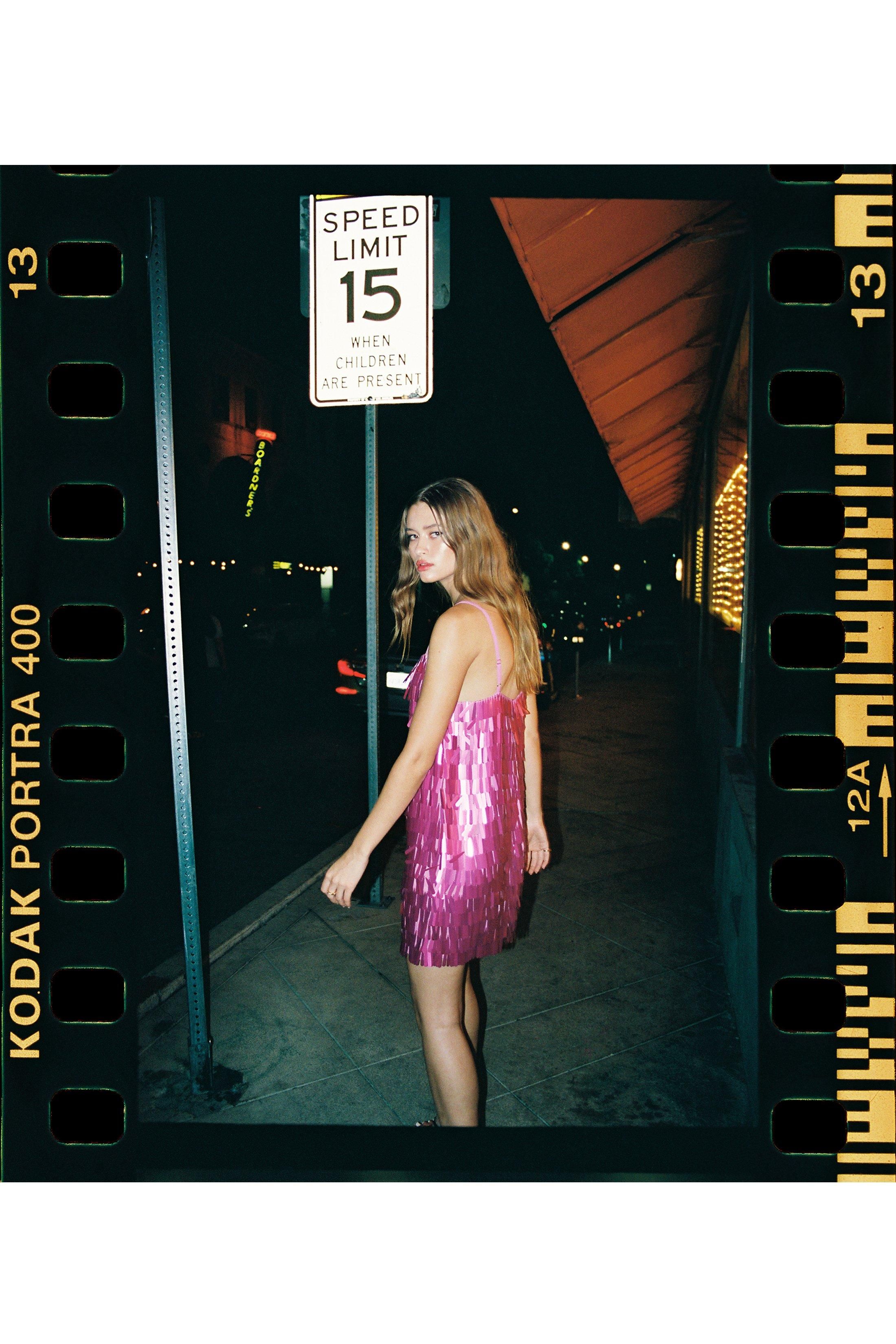Womens Fringe Sequin Mini Dress - Hot Pink - 4 | Nasty Gal (US)