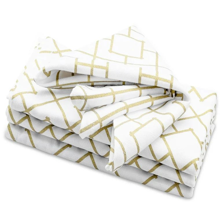 All Cotton and Linen Cotton Napkins, Set of 4 Cloth Napkins,  20"x20" White Dinner Napkins, Gold ... | Walmart (US)