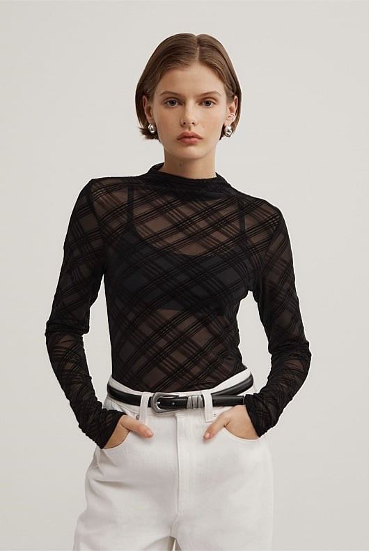 Flocked Mesh Top | Witchery (AU)