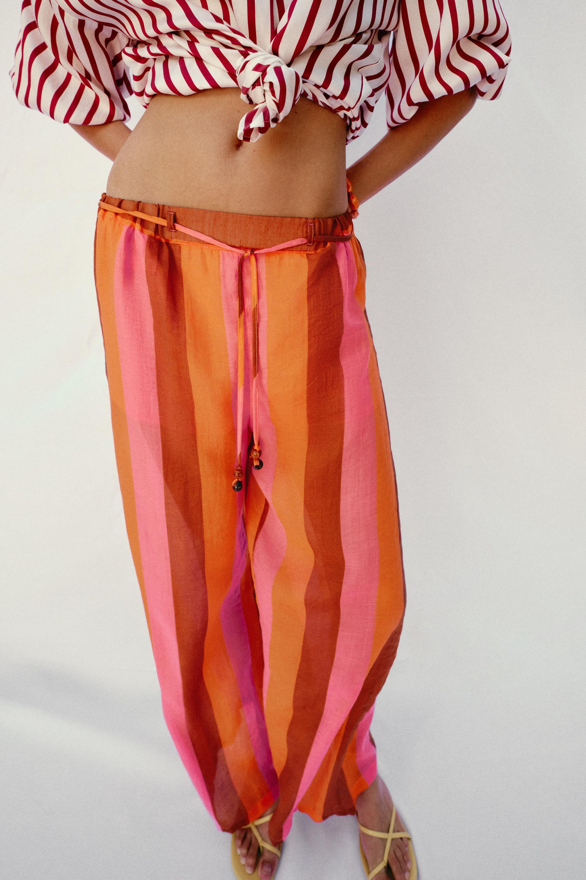 STRIPED WIDE LEG PANTS | Zara US