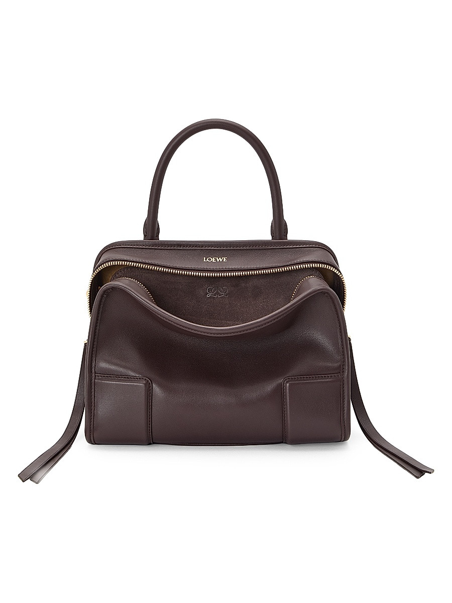 Women's Amazona Small Leather Top Handle Bag - Dark Chestnut | Saks Fifth Avenue