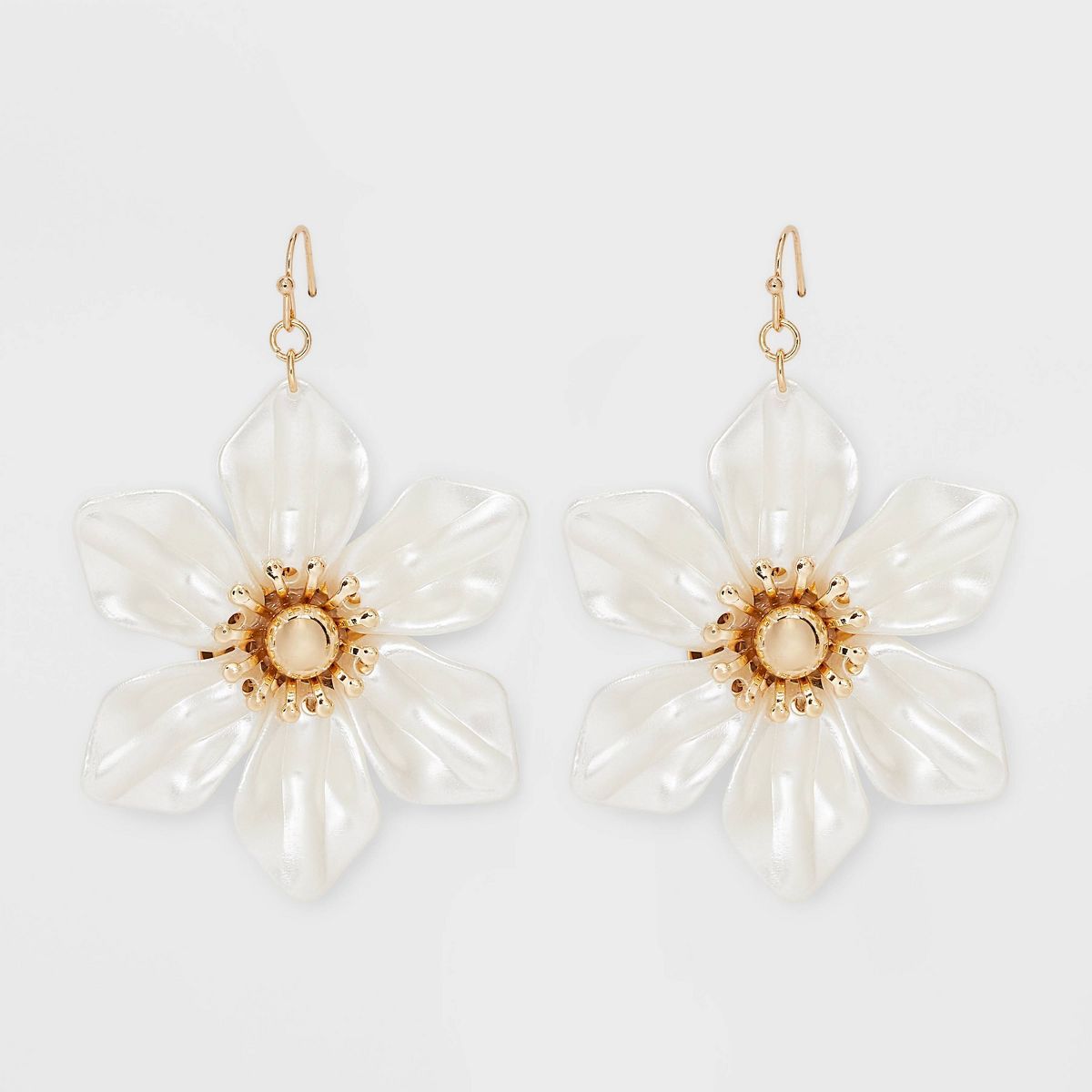 Gold White Oversized Floral Drop Earrings - A New Day™ White | Target