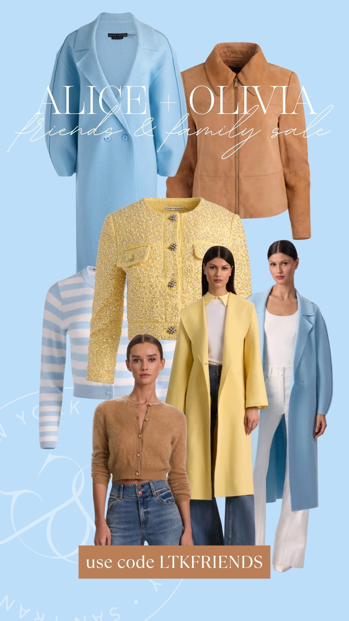 The sale doesn’t open to the public until March 16, but you can get up to 25% off my pics with code LTKFRIENDS today! ￼

@aliceandolivia #aliceandolivia #ad 