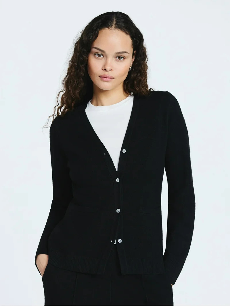 Scoop Women’s V Neck Cardigan Sweater with Long Sleeves, Lightweight, Sizes XS-XXL | Walmart (US)