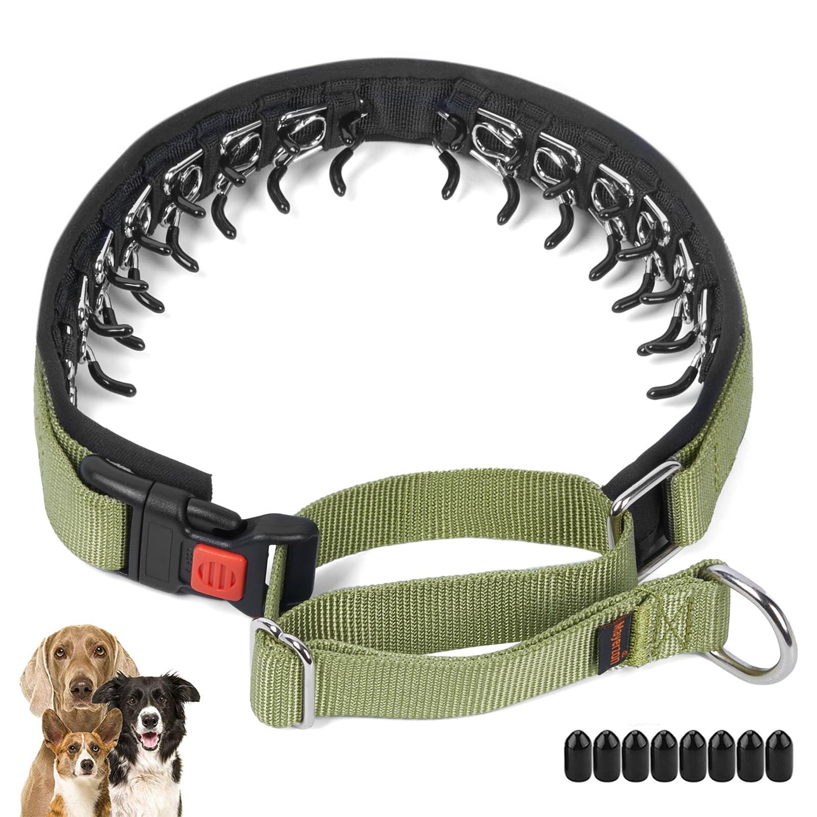 Mayerzon No Pull Dog Collar, Patented Martingale Collar for Small Medium Large Dogs with Buckle and Heavy Duty Nylon for Walking Training Hunting, Safe and Easy to Use(L, Green) | Amazon (US)