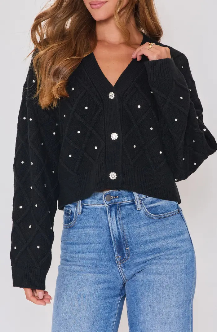 VICI Collection Holiday Shine Rhinestone Diamond Stitch Cardigan | Nordstrom | Nordstrom