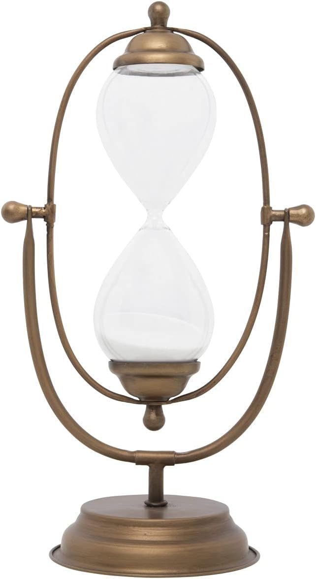 Creative Co-Op Decorative Metal Hourglass with White Sand, Antique Gold | Amazon (US)