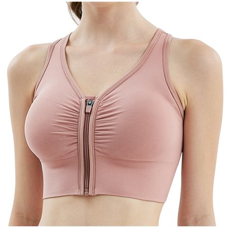 HTNBO T Shirt Bras for Women Sports Bra Yoga Sports Zip up Racerback Pink M | Walmart (US)