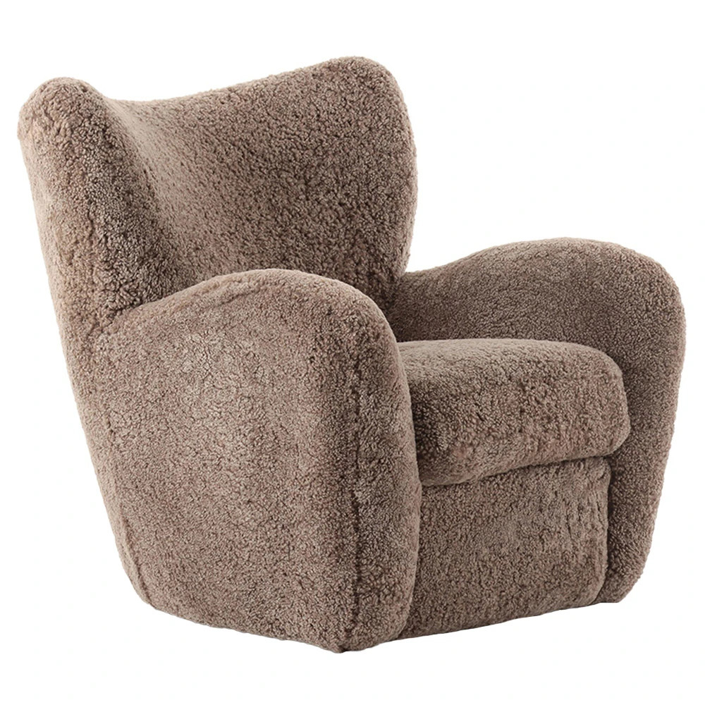 Clemmie Modern Classic Taupe Shearling Arm Chair | Kathy Kuo Home