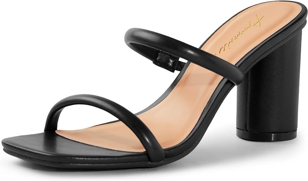 Arromic Women's Heeled Sandals Square Toe Two Strap Block Heels for Women Comfortable Strappy Hee... | Amazon (US)