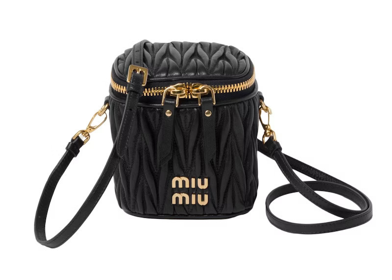 Women's Miu Miu Matelasse Nappa Leather Mini Pouch in Black | StockX