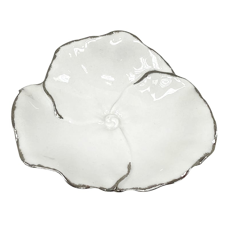 White Flower Ceramic Tray, 4" | At Home