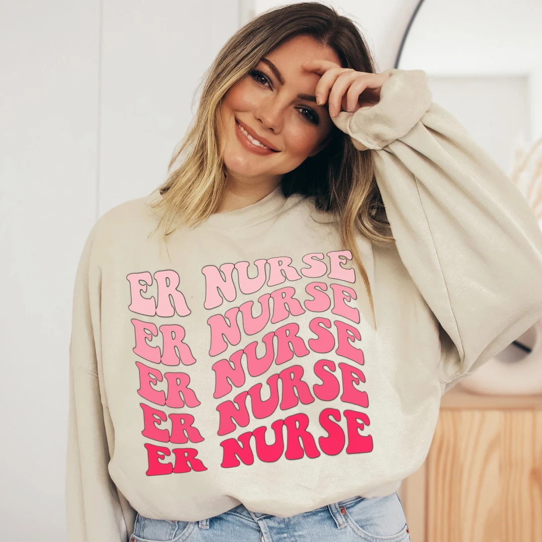 Retro ER Nurse Sweatshirt Emergency Room Nurse Crewneck ED - Etsy | Etsy (US)