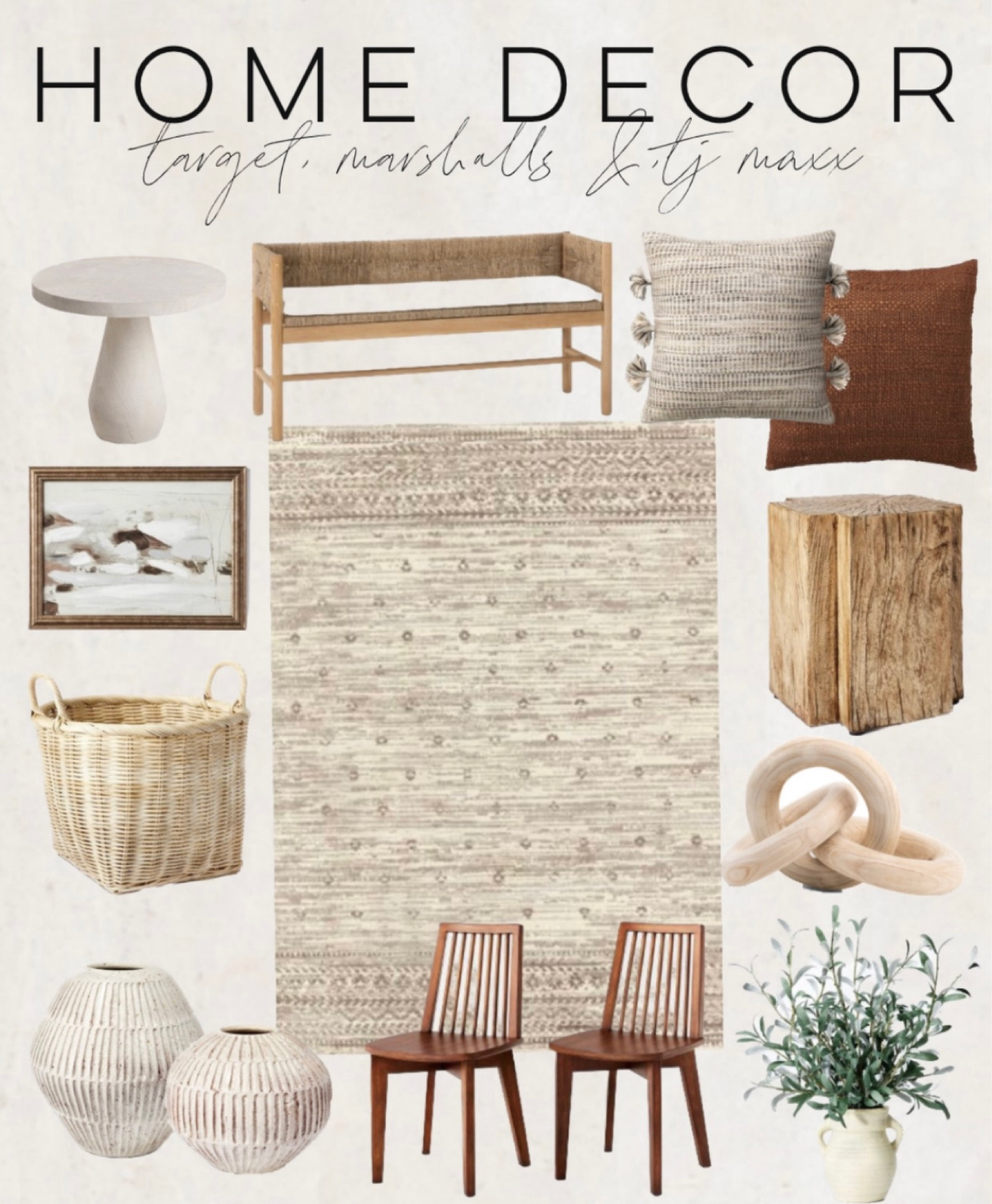 Home Decor neutrals 🤎 
.
.
.
.
#homedecor #target #targethome #targetstyle #tjmaxx #marshalls #neutrals #neutralhome #neutralhomedecor #livingroom #endtable #accenttable #cozyhome #cozyneutrals #studiomcgee #throwpillows #arearug #diningchairs #shelfstyling #wood #woodaccents #woodfurniture 

#LTKunder100 #LTKstyletip #LTKhome