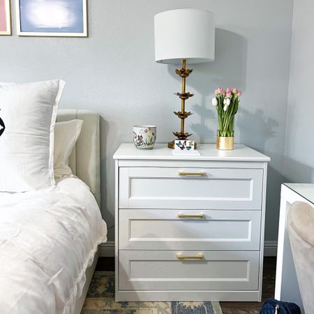 College Home decor details💖Side tables with Amazon, gold handles, Amazon, gold floral lamp, Wayfair bed

#LTKhome #LTKU