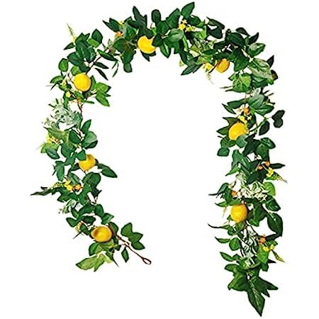 KWQBHW 6 Ft Artificial Lemon Garland, Spring Greenery Garland with Lemons and Flowers, Summer Fruit  | Amazon (US)