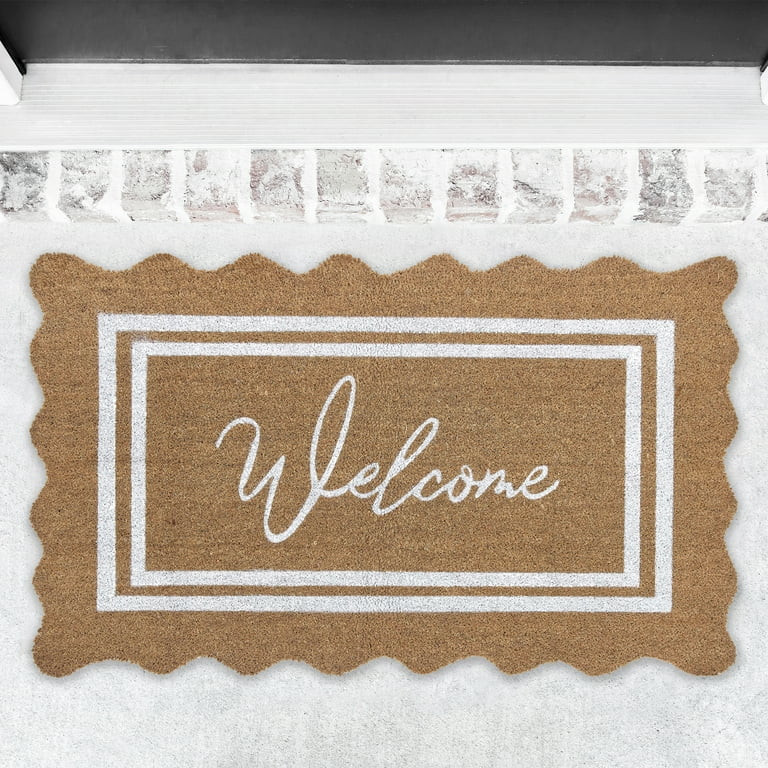  Welcome Natural Scalloped Edge and Border Outdoor Coir Doormat, 18" x 30" | Walmart (US)