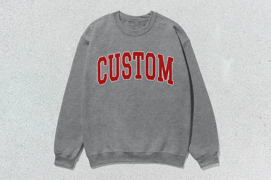 Custom Sweatshirt Personalized Collegiate Crewneck Sweater Unisex Red White | Etsy (US)