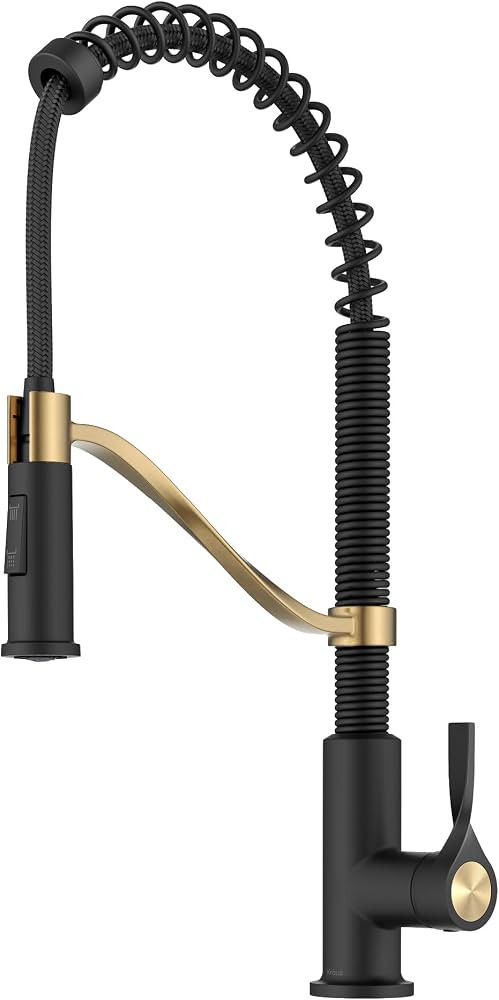 KRAUS Torak Pull Down Kitchen Faucet in Spot-Free Brushed Brass/Matte Black with Commercial Style... | Amazon (US)