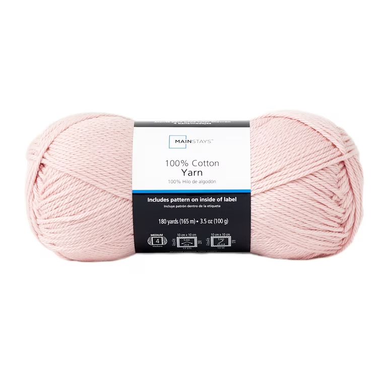 Mainstays 100% Cotton Yarn - Daylily Pink - 3.5oz 180yds - 4 Medium Weight | Walmart (US)