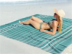 Oversized Turkish Beach Towel Blanket XXL Cotton Sandproof Towels Boho Woven Extra Large Big Sand... | Amazon (US)